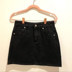 Topshop High Waist Black Denim A-line Skirt